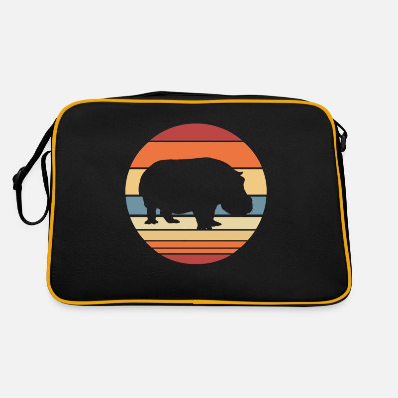 Vintage Nilpferd - Retro Tasche - Schwarz/Gold