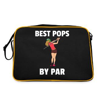 Golf Golfen Golfspieler Golfer Golfball Geschenk - Retro Tasche - Schwarz/Gold - Hinten