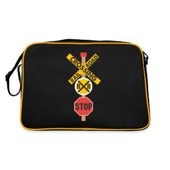 Chemin de fer Dessus panneau routier - Sac Retro - noir/or - Dos