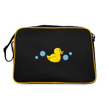 Gummiente Ente Wasserblasen Badeente - Retro Tasche - Schwarz/Gold - Hinten