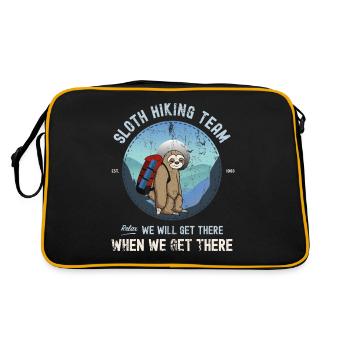 Faultier Wanderteam Wir werden dort ankommen, wenn wir ankommen - Retro Tasche - Schwarz/Gold - Hinten