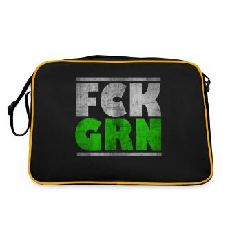 FCK GRN Anti Grün Gegen Grüne Cooles Geschenk - Retro Tasche - Schwarz/Gold - Hinten