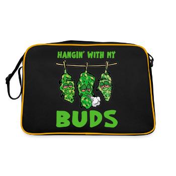 HANGIN WITH MY BUDS Weed Smoking Stoner Fun - Retro Bag - black/gold - Back