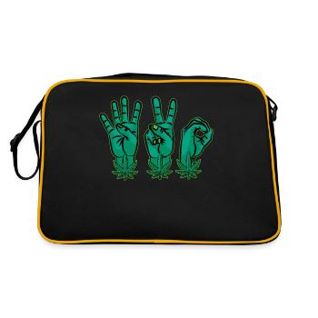 420 HÄnde fourtwenty Handzeichen Kiffer Kiffen - Retro Tasche - Schwarz/Gold - Hinten