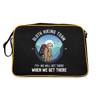 Faultier Wanderteam Wir werden dort ankommen, wenn wir ankommen - Retro Tasche - Schwarz/Gold - Hinten