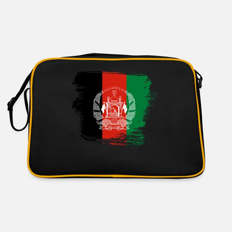 Afghanistan Flagge - Retro Tasche - Schwarz/Gold