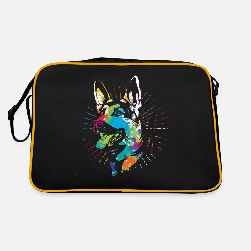 Deutscher Schäferhund - Retro Tasche - Schwarz/Gold