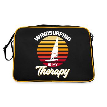 Surfer Windsurfer Windsurfen ist meine Therapie - Retro Tasche - Schwarz/Gold - Hinten