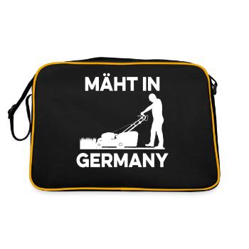 Mows in Germany lawnmower lawn mow gardener - Retro Bag - black/gold - Back