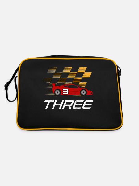 3rd Birthday Racing Car Gift 3 Years Race Driver - Retro Bag - black/gold - Back