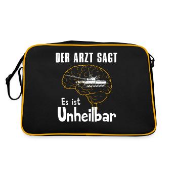 Der Arzt sagt es ist unheilbar Panzer - Retro Tasche - Schwarz/Gold - Hinten