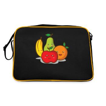 Kawaii Fruit Fruit Banana Apple Pear Orange - Retro Bag - black/gold - Back