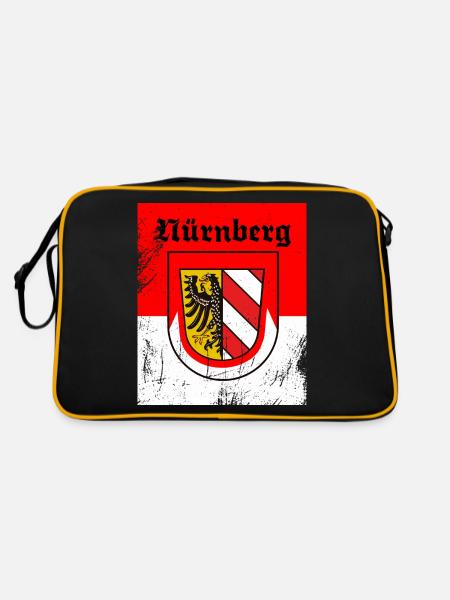 Nürnberg Fürth Erlangen die Frankenmetropole - Retro Tasche - Schwarz/Gold - Hinten