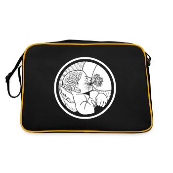 Lebensbaum Stillen Mutter Natur Liebe - Retro Tasche - Schwarz/Gold - Hinten