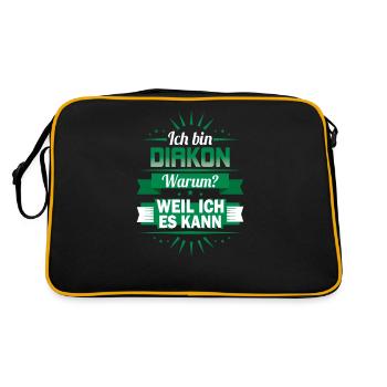 Ich bin Diakon - Warum? Weil ich es kann - Retro Tasche - Schwarz/Gold - Hinten
