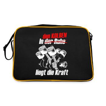 Tuning Auto Tuner Turbo Driften Kolben PS Geschenk - Retro Tasche - Schwarz/Gold - Hinten