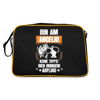 Lustiges Angel Spruch Motiv Geschenkidee - Retro Tasche - Schwarz/Gold - Hinten