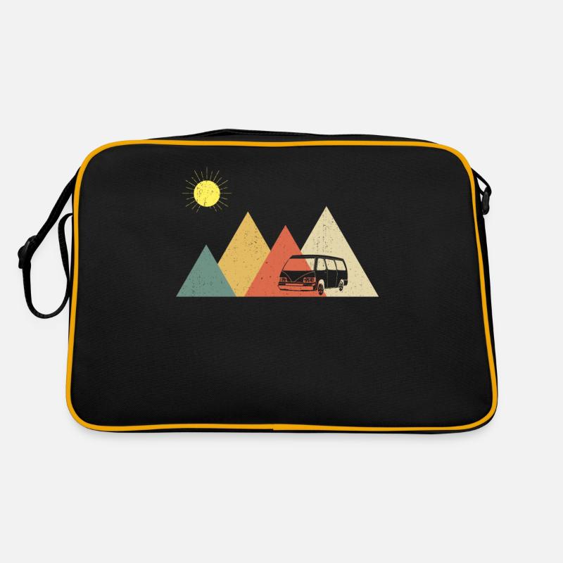 Retro Campervan Vintage Caravan Camping Van - Retro Tasche - Schwarz/Gold