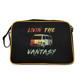 Retro Campervan Vintage Caravan Camping Van - Sac Retro - noir/or - Dos