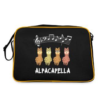 Alpacapella Alpaca Alpaka Lama Llama Musiker - Retro Tasche - Schwarz/Gold - Hinten