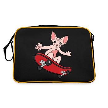 Cadeau de skateboard de chaton de chat Sphynx - Sac Retro - noir/or - Dos