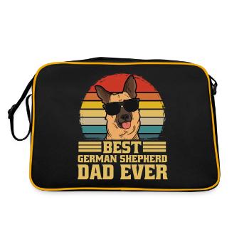 Schäferhund Hund Vater Papa Dad Ever Geschenk - Retro Tasche - Schwarz/Gold - Hinten