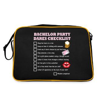Enterrement de vie de garçon Liste de contrôle avec des épreuves de courage - Sac Retro - noir/or - Dos