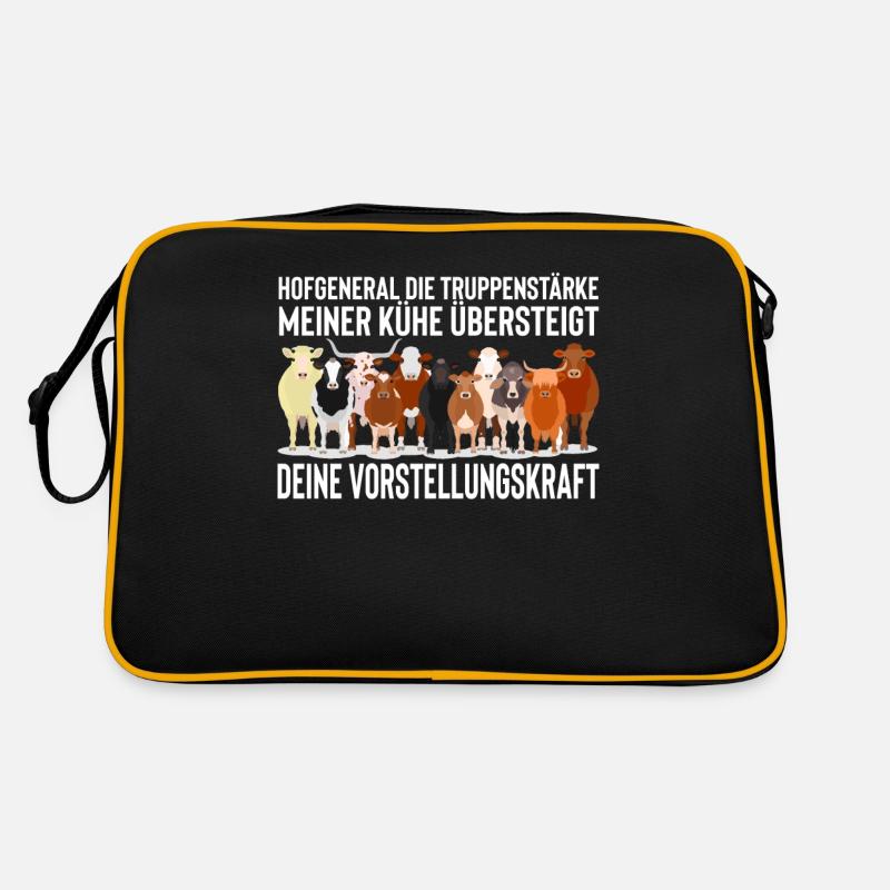 Vache Animal Vaches Ferme Cadeau · Cour Générale - Sac Retro - noir/or
