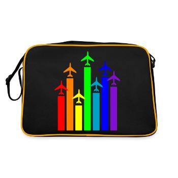 Flugzeug-Pilot Luftfahrt - Retro Tasche - Schwarz/Gold - Hinten