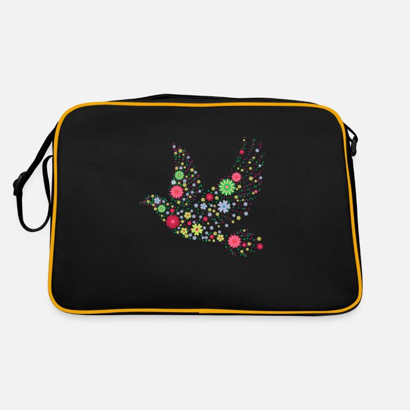 Hippie Vogel aus Blumen Retro Tasche