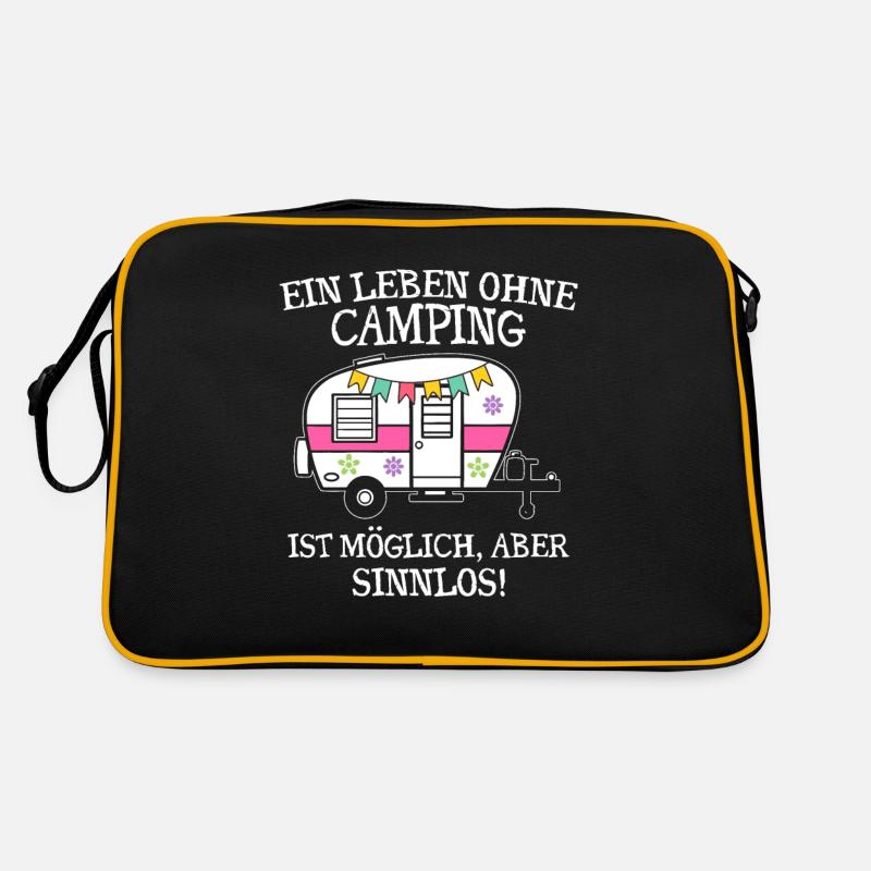 Ein Leben ohne Camping ist möglich aber sinnlos - Retro Tasche - Schwarz/Gold
