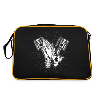 Betende Hände Motorrad - Retro Tasche - Schwarz/Gold - Hinten