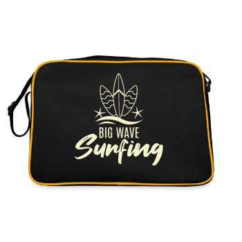 Surfer Surfboard Surfen - Retro Tasche - Schwarz/Gold - Hinten