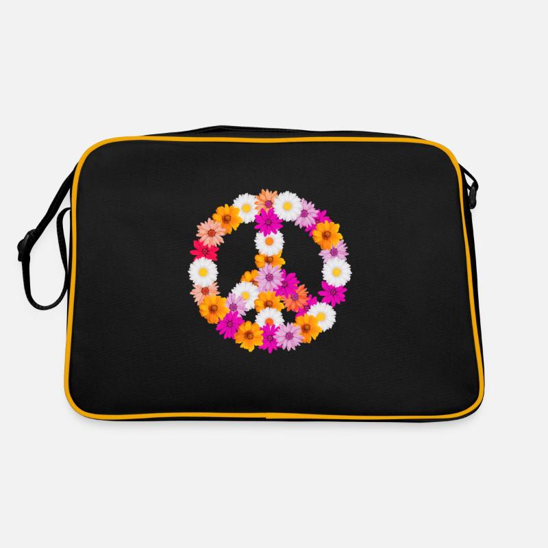 Peace Blumen Retro Tasche