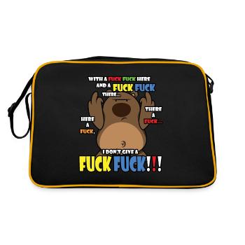 Lustiger sarkastischer fuck you Grizzly Bär - Retro Tasche - Schwarz/Gold - Hinten