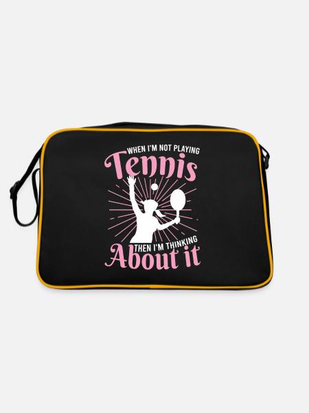 Tennis Femmes T-shirt Quand je ne suis pas vraiment tennis - Sac Retro - noir/or - Dos