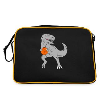 Basketball Boy Basketball Dino Dinosaur Boys - Retro Bag - black/gold - Back