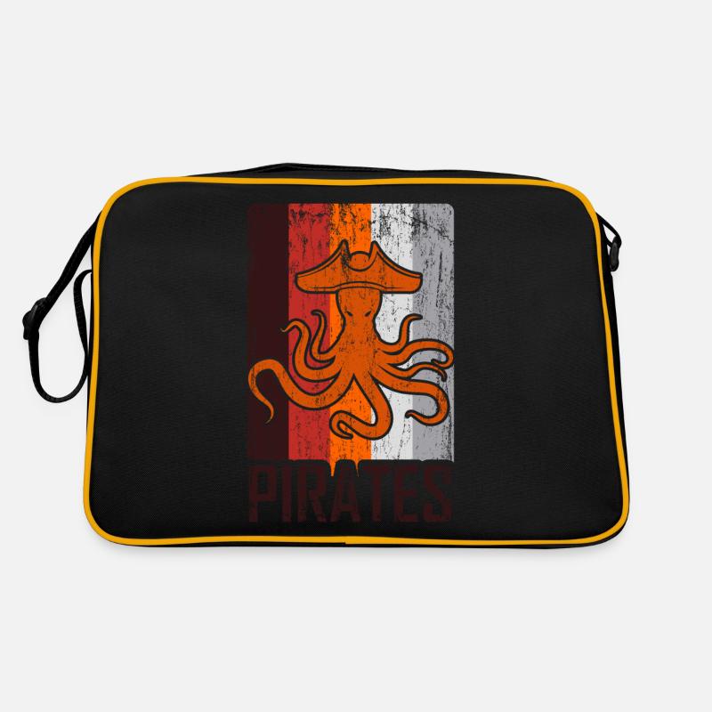Pirat Kraken - Retro Tasche - Schwarz/Gold