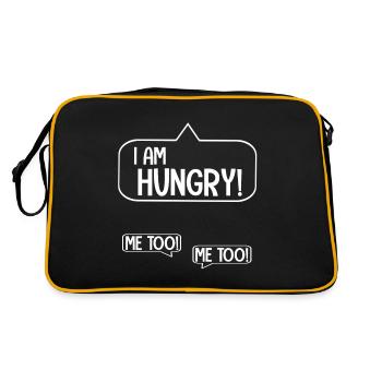 I am hungry me too schwangerschaft zwillinge baby - Retro Tasche - Schwarz/Gold - Hinten