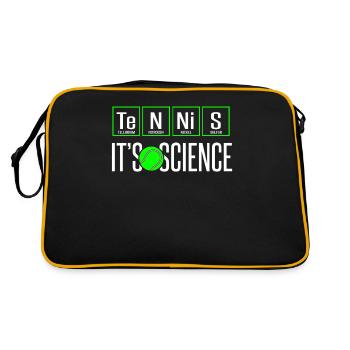 Tennis Science Witz lustiges Tennis Tshirt - Retro Tasche - Schwarz/Gold - Hinten