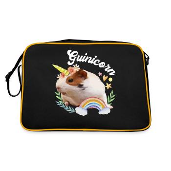 Guinée Pig Licorne Guinicorn Funny Print Gift Tee - Sac Retro - noir/or - Dos