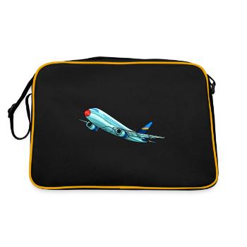 Flugzeug Flieger Pilot Fliegen Flug Flughafen 747 - Retro Tasche - Schwarz/Gold - Hinten