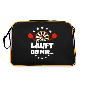 Darts Darten Darts Geschenk Dartpfeil Dartboard - Retro Tasche - Schwarz/Gold - Hinten