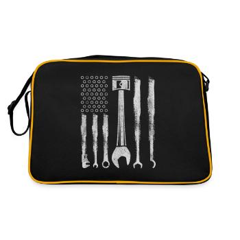 Mechaniker US Cars USA Schrauber Werkzeug Geschenk - Retro Tasche - Schwarz/Gold - Hinten
