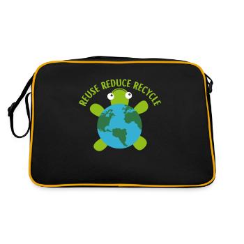 Reduce Reuse Recycle Turtle -Save Earth Ocean - Sac Retro - noir/or - Dos