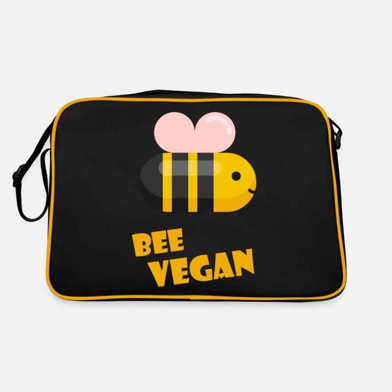 Vegan - Retro Tasche - Schwarz/Gold