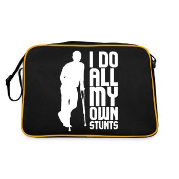I Do My Own Stunts Broken Leg Joke Gift print For - Retro Bag - black/gold - Back
