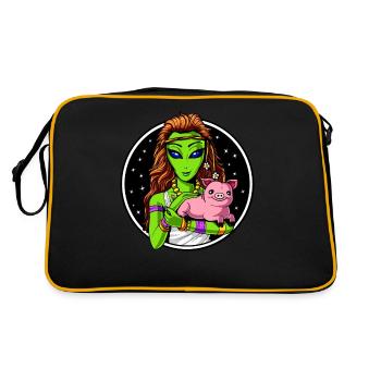 Space Alien Hippie Vegan Girl - Retro Bag - black/gold - Back