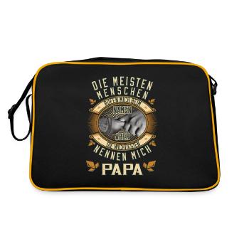 Nennen Mich Beim Namen Papa Alter Mann - Retro Tasche - Schwarz/Gold - Hinten