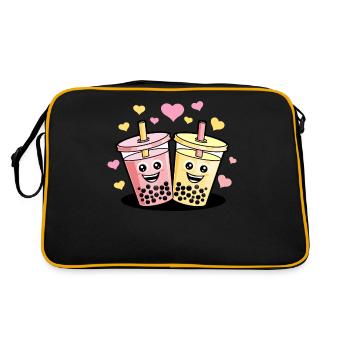 Bubble Tea Pearl Milk Tea Boba Tea Milk Gift - Retro Bag - black/gold - Back